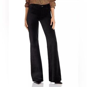 PAIGE Genevieve Flared Mid-Rise Velvet Black Trousers Size 30